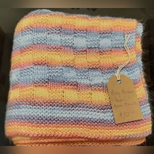 Hand knit basket weave baby blanket